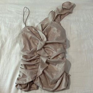 Scripted ruffle glittery light pink top size xs